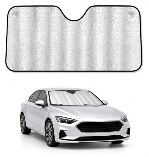 BESCH Parasol para Parabrisas Delantero Plegable, Protector Solar Reflectante para Coche, Parasol Térmico Universal con 2 Ventosas, Protección UV, Medidas 150 x 70 cm