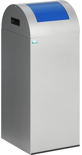 VAR | Selbstlöschender Wertstoffsammler | Volumen 60 l | HxBxT 800 x 320 x 320 mm | antiksilber | Klappe blau
