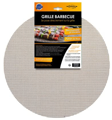 Durandal Grillmatte für Gasgrill - Grillplatte - Grillfolie für Gasgrill & Holzkohlegrills mit Antihaftbeschichtung - BBQ Grillmatten für Holzkohle - Wiederverwendbare - Grill Zubehör (Rund, Ø 48 cm)