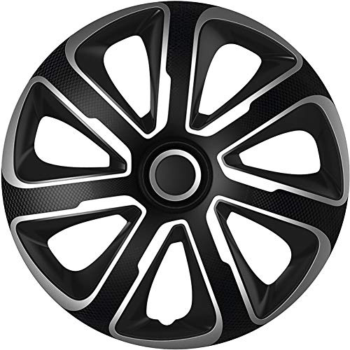 AutoStyle 4er Set Radzierblenden Livorno 16-Zoll Silber/Schwarz Karbon-Look