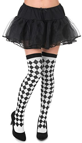 DEGUISE TOI KULTFAKTOR GmbH Harlekin Overknee Strümpfe Karo 70DEN schwarz-Weiss