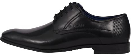 bugatti Zapato clásico de Negocios de Piel Derby con Ajuste cómodo para Hombre, Negro, 48 EU