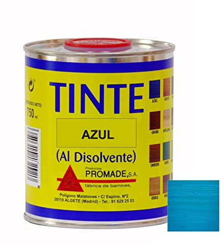 Promade - Tinte al disolvente para teñir la madera. Tonos de madera y colores vivos y modernos (750 ml, Azul)
