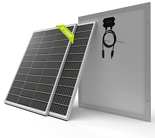 Newpowa 200 Watt 12V Solarpanel Monokristallines 100W 2PCS Solarmodul kompaktes Design Hochleistungsmodul für Wohnmobile, Marineboote und netzunabhängige Anwendungen (Mono 100W 2PCS)