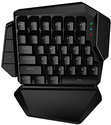 KUANDARMX Inalámbrico Teclado Gaming para Una Sola Mano Ergonomica Teclado Gaming De Una Mano Personalizable con Memoria Integrada, Teclas Y Macros Programables, Black
