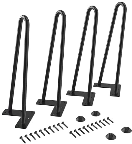 WINSOON 4pcs 30CM Pied de Table Basse en Métal Pieds de Meuble | Diamètre 9 mm Hairpin Legs pour Table à Manger Armoire Garde-robe