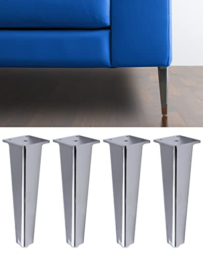 IPEA 4X Piedi per Divani e Mobili modello NEUTRONE – Set di 4 Gambe di in Ferro – Design Moderno ed Elegante – Altezza 195 mm - Colore Argento Lucido