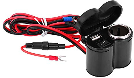 EVGATSAUTO USB Zigarettenanzünder, 12-45 V Telefon USB-Netzteilanschluss Zigarettenanzünderbuchse für Motorrad Motorrad Roller Schwarz