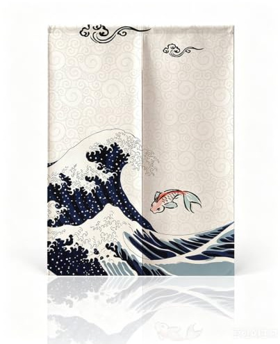 Japanischer Türvorhang, Japanische Gardinen, Japanischer Stil Dick Noren Vorhänge, Tuschemalerei Dick Noren Lang Vorhang Tür Vorhang Raumteiler Tapisserie Für Die Türdekoration Zu Hause 120X85cm