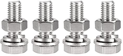 sourcing map M10 x 35 mm Sechskantschrauben, Muttern, Flach- und Sicherungsscheiben-Kits, 304 Edelstahl, Vollgewinde, Sechskantschrauben, 4 Sets