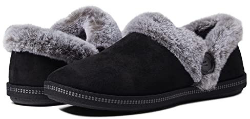 Skechers Women's Cozy Campfire-Fresh Toast Slipper, Black, 10 Wide