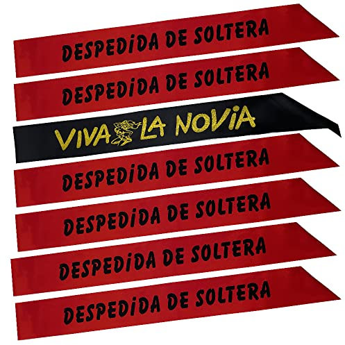 Carnavalife Bandas Despedida Soltera, Bandas de Satén para Novia y Sus Amigas, Accesorios de Tema Bride para Fiestas y Disfraces, 7 PCS (Modelo I)