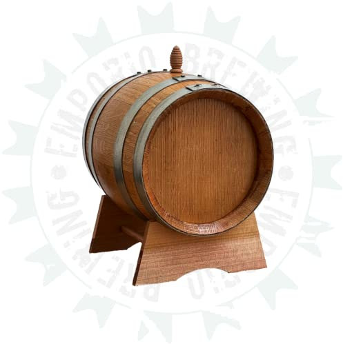Emporio enologico vesuviano Botte - Botella de madera - Roble 5 L con soporte y grifo, para almacenamiento de vino y otros líquidos alimentarios - Made in Italy