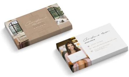 Visitenkarten personalisiert | mit Foto | Design Maklerin | 2-seitig | Querformat | Menge + Papier zur Auswahl | selbst gestalten | hochwertiger Druck (50 Stück)