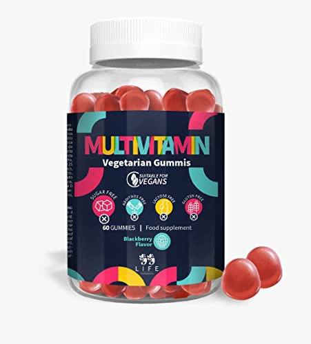 Gominolas Multivitaminas para Adultos | Gummies Veganas Sin Azucares con 11 Vitaminas & Minerales | Sabor a Frambuesa | Vitalidad, Inmunidad y Enerdía para Todo el Día | 60 gummies
