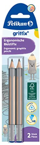 Pelikan griffix ergonomische Dreikant-Bleistifte aus Holz, Minen-Stärke HB, 2 Stück