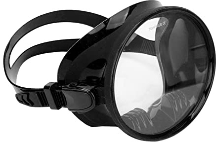 TOPINCN Dykglasögon, härdat glas lins snorkel glasögon livsmedelskvalitet silikon oval form läckagesäker justerbar för simning (svart)
