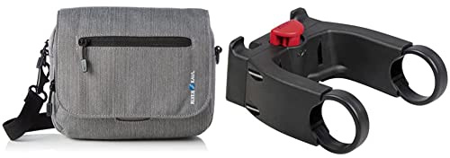 KLICKfix Unisex – Erwachsene Farradtasche Smart Bag Touch Grau, One Size & Lenkeradapter E, Schwarz, One Size Ohne Schloss, 0211EB