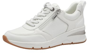 Tamaris dam 1-23721-42 låg topp sneakers, Vitt silver, 37 EU