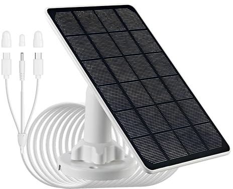 3W Solar Panel For Security Camera with micorUSB/Type-C/DC3513 Three Types Of Connectors，IP65 Waterproof，3m charging cable，Compatible with Ring Spotlight Cam Plus/Pro/Baterry/Solar, Stick up Cam