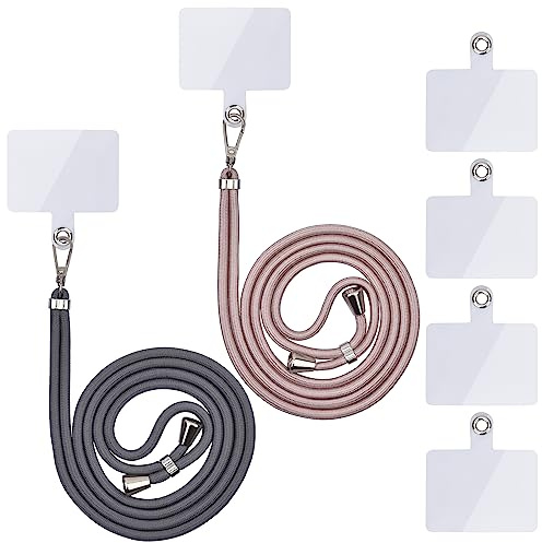 Linkbro Handykette Universal, Handy Lanyard, Universelles Handy um den Hals hängend mit Pad Handy Lanyard, verstellbar und abnehmbar. (2Dunkelgrau+Roségold)