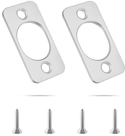 Strike Plate Door Backplate 1x 2-1/4Round Corner Deadbolt Strike Plate, Stainless Steel Security Door Lock Strike Plates for Many Levels of Lock -2 Pack