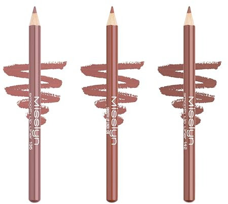 Misslyn Set Matite Labbra a Lunga Durata e Texture Morbida, Lip Liner Ultra Cremoso, Facile da Applicare e Sfumare con Vitamina E e Cere Nutrienti - 3 Colorazioni Nude