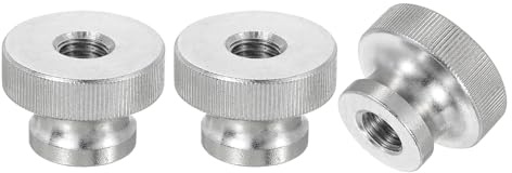 sourcing map Rändelmuttern, 3 Stück, M10 x T 30 mm x H 20 mm, Edelstahl, runde Knöpfe, Befestigungselemente, Durchgangsloch, Handschraube, Mutter, Silber, für 3D-Drucker-Teile, Werkzeugmaschinen