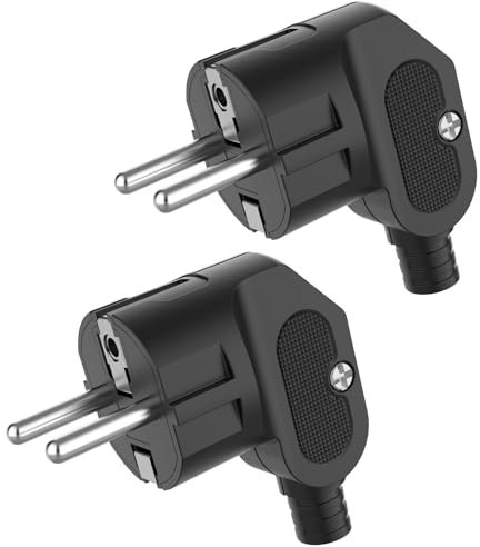 2 Pièces Prise Electrique, Prise Européenne IP20 250V (16A), Prise Schuko Fiche Contact de Terre pour Usage Intérieur Noir