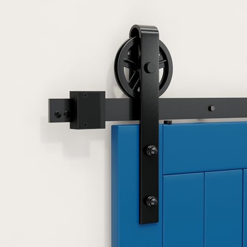 SKYSEN Set completo per porta scorrevole, 122 cm, grande ruota scorrevole per sistema di porte scorrevoli con guida a pavimento, guida scorrevole, perfetto per risparmiare spazio, separatore per 1