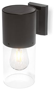 Esotec Solar Wandleuchte für außen VIOLA | Lichtstärke einstellbar LED-Solarleuchte Vintage-Glühbirne Wandlampe Hausbeleuchtung | solarbetrieben AKKU anthrazit IP55 wetterfest H=25cm 102707