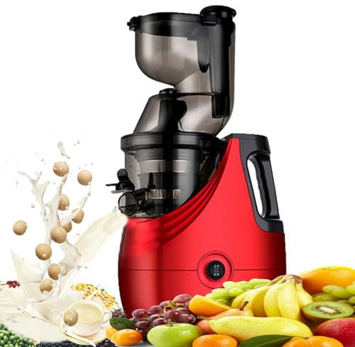 pedenencelia Estrattore di Succo A Masticazione Lenta - Spremiagrumi A Freddo con Funzione Invertita per Frutta E Verdura - Spremiagrumi Verticale Ad Alta Resa - Senza Bpa,Red