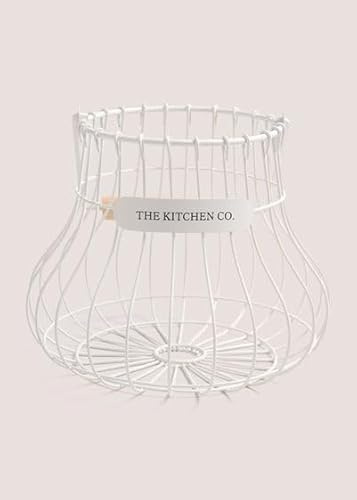 White Metal Wire Eggs Basket With a Wooden Handle Kitchen Co Egg Holder Keep Your Eggs Fresh And Organized Kitchen Decor - T24