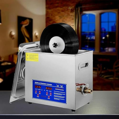 LYJYUJIE Ultraschallreiniger 6L Ultraschall -Vinyl -Scheibe -Maschine 180W Digitalschmuck Uhrenhalter Mit Automatischer Rotary -Rotary Für CD ~/
