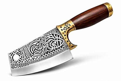 Novahaven Ragnar Viking Chef’s Knife – AI-Designed, Premium Laser-Engraved Stainless Steel, Multi-Purpose for Chopping, Boning, and Slicing (Ragnar)