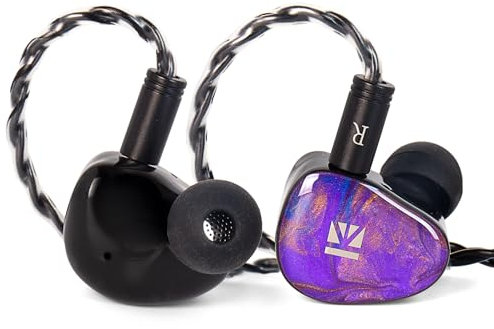 keephifi KBEAR KB02 In Ear Monitor Auricolari Con Filo,Cuffie IEM 10mm tipo Elastico a Conduzione Ossea per Bassi Profondi,Cuffiette DJ In Resina Spray All'olio Stampate In 3D per Cantanti,Gaming