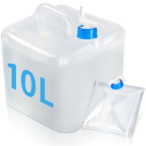 Johyzmpun Wasserkanister Faltbar mit Hahn, Wasserkanister Camping 20L/10L/5L, Kanister mit Zapfhahn Wasserbehälter (10 Liter)