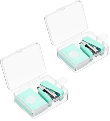 PATIKIL 2 Pcs Mini Stapler with 800 Standard Staples, Morandi Desktop Staplers Set Cute Desk Office Stapler 20 Sheet Capacity for for Classroom Office Supplies, Green