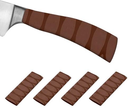 PATIKIL 4 paquets Manchon thermorétractable pour poignée 2,2 x4,9 | de couteau de cuisine, ruban antidérapant pour la gestion des couteaux de cuisine, motif ovale marron