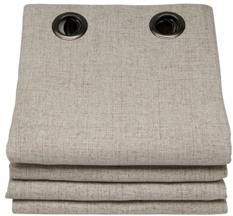 Moondream ThermActiv® Thermovorhang Winter+Sommer 2in1 | Isolierung Kälte+Hitze | 100% Verdunkelung | Patentierte Technologie | EU Herstellung | Ösen | Beige MC632 | 130B x 260H cm