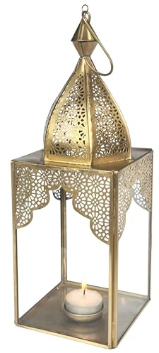 Lanterne décorative en Verre Minarete pour Bougies Chauffe-Plat, Support pour Bougie Chauffe-Plat, Hauteur 30 cm