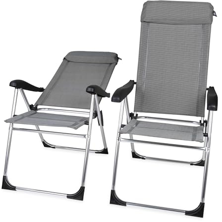 your GEAR Campingstuhl Set Novara – 2X Alu Hochlehner klappbar, 7-Fach verstellbar, extra breit, belastbar bis 140 kg, wetterfest, Campingstuhl faltbar für Garten & Camping
