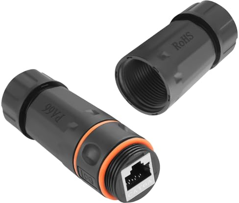 QIANRENON Cat6a RJ45 Connettore di rete impermeabile RJ45 8P8C femmina a femmina Ethernet per esterni sigillato accoppiatore extender IP68, con schermatura, M23, per reti esterne LAN PoE LED