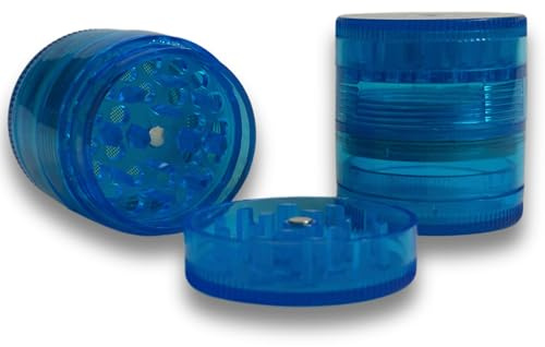 Krautmeister - Macinino a 4 pezzi, Ø 25 mm, di alta qualità, per erbe secche, polline, fiori, spezie con colino per polline, mini (blu royal 25 mm di diametro)