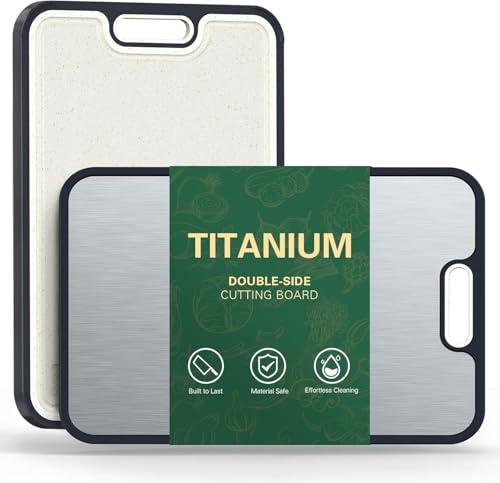 Titanium Schneidebrett, reines Titan Schneidebrett, Schneidebretter für die Küche beidseitig, Schneidebretter große Größe, Titanium Schneidbrett spülmaschinenfest, Wheat Straw PP Schneidbrett