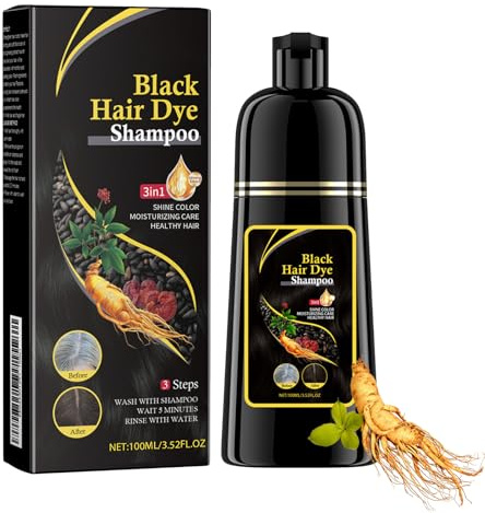 Black Hair Dye Shampoo - 3 In 1 Shampoo for Men & Women - Instant Gray Hair Coverage, Lasting 30 Days (100ml)