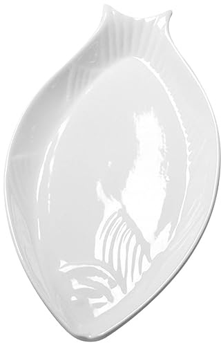 GLEAVI Assiette En Céramique Blanche 33 Cm Plat De Service Oval Résistant Et Facile à Nettoyer Pour Poisson Et Plats Variés Pour Usage Domestique Et Restauration Assiette à Dîner