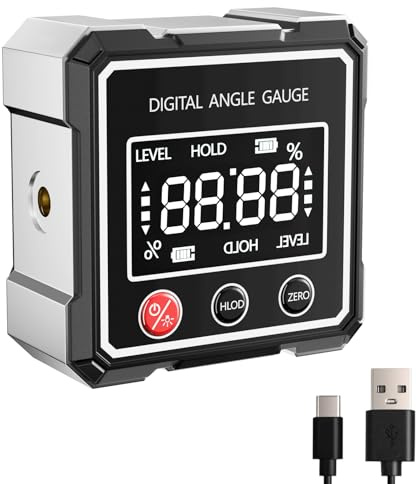 Noxtioanip Level Box Digitale 4x90°, Angle Finder Digitale, Goniometro Digital, Livella Digital Ricaricabile con Laser Elettronico Angle Finder e Cavo Type-C, impermeabile IP54, con Retroilluminazione