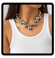 Carufin Bubble ball bead necklace, fashionable jewelry, creative handmade round beads, adjustable imitation pearl necklace For Women