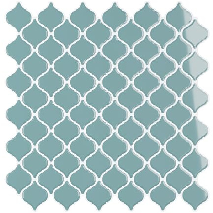 VEELIKE Piastrelle Adesive Blu Chiaro Marocchino 6 Pezzi Adesivi per Piastrelle Cucina 3D Mattonelle Adesive Bagno Paraschizzi Cucina Adesivo Impermeabile Lavanderie Doccia Camino 30,5 cm x 30,5 cm